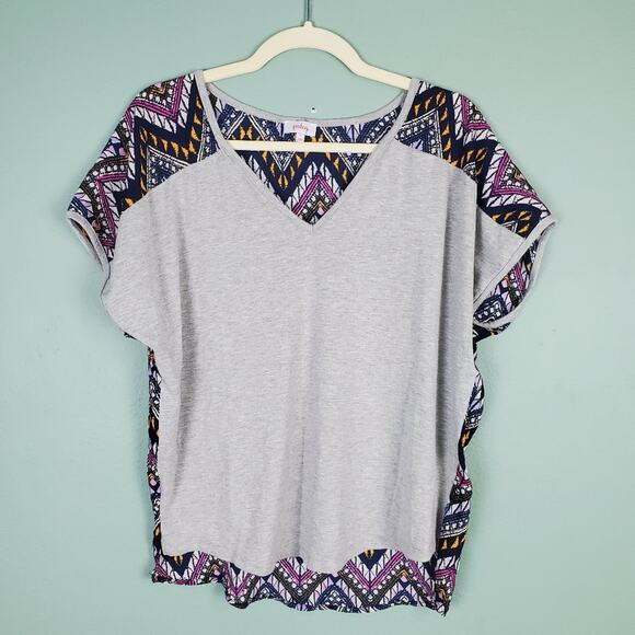 Pixley Indianan Chevron Graphic Print V-Neck Short Sleeve Tee Size Medium - Picture 1 of 6